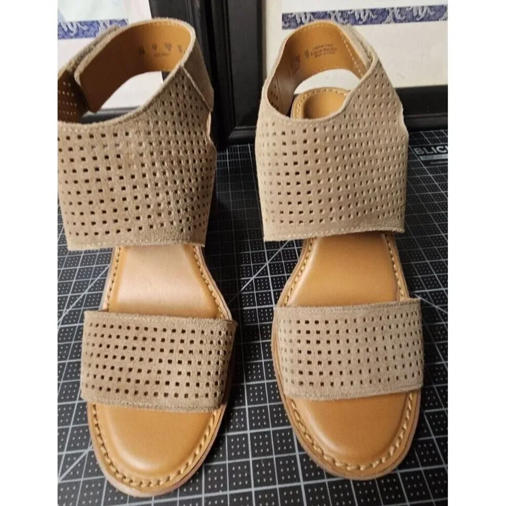 FRANCO SARTO brown suede slingback block heels women Sz‎ 9M